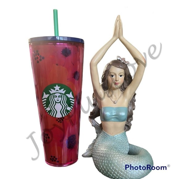 Starbucks Blooms Pink Blue Coral Dancing Tumbler Cold Cup 2022 - Picture 1 of 1